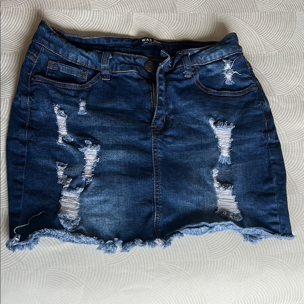 Wax Jean Blue Mini Pencil Skirt for Night Out